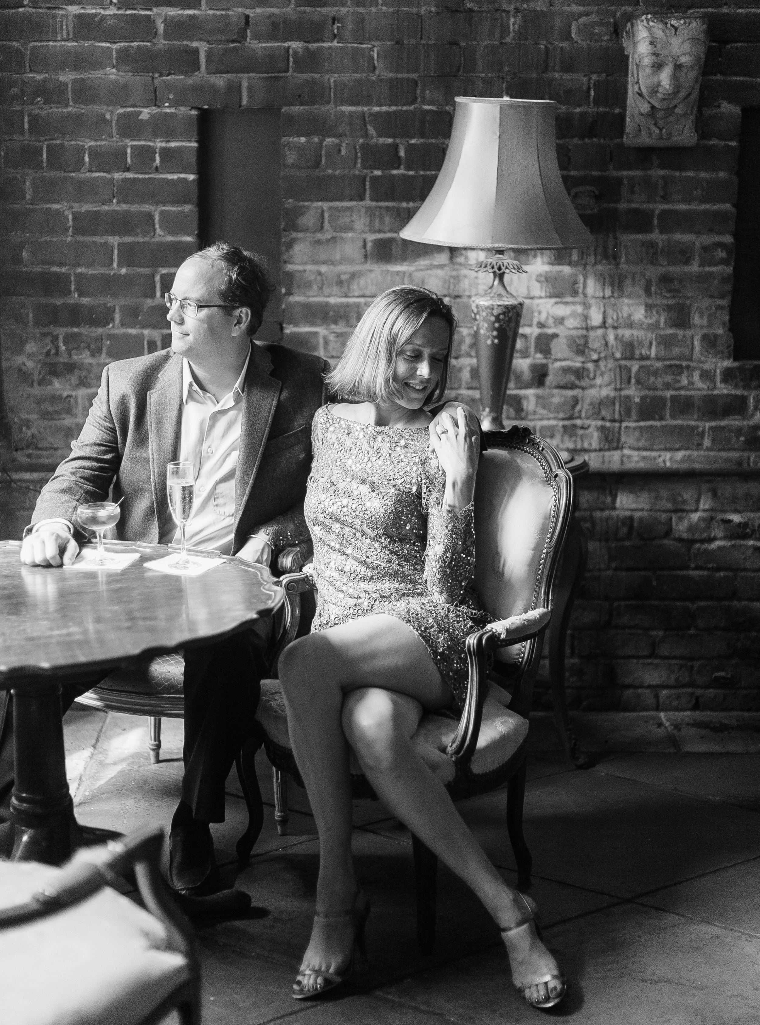 new orleans engagement photo in a bar