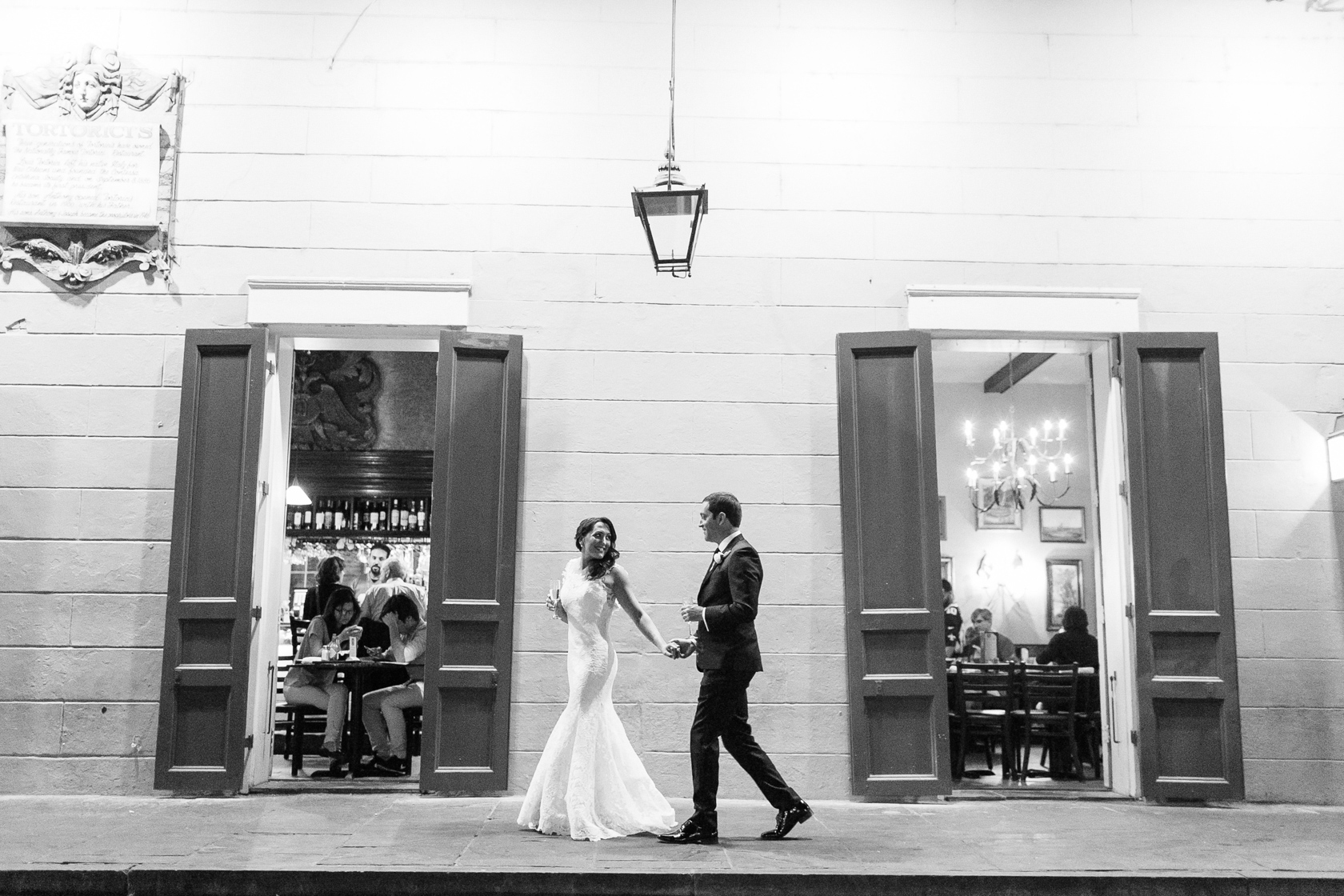 bride and groom in french quarter